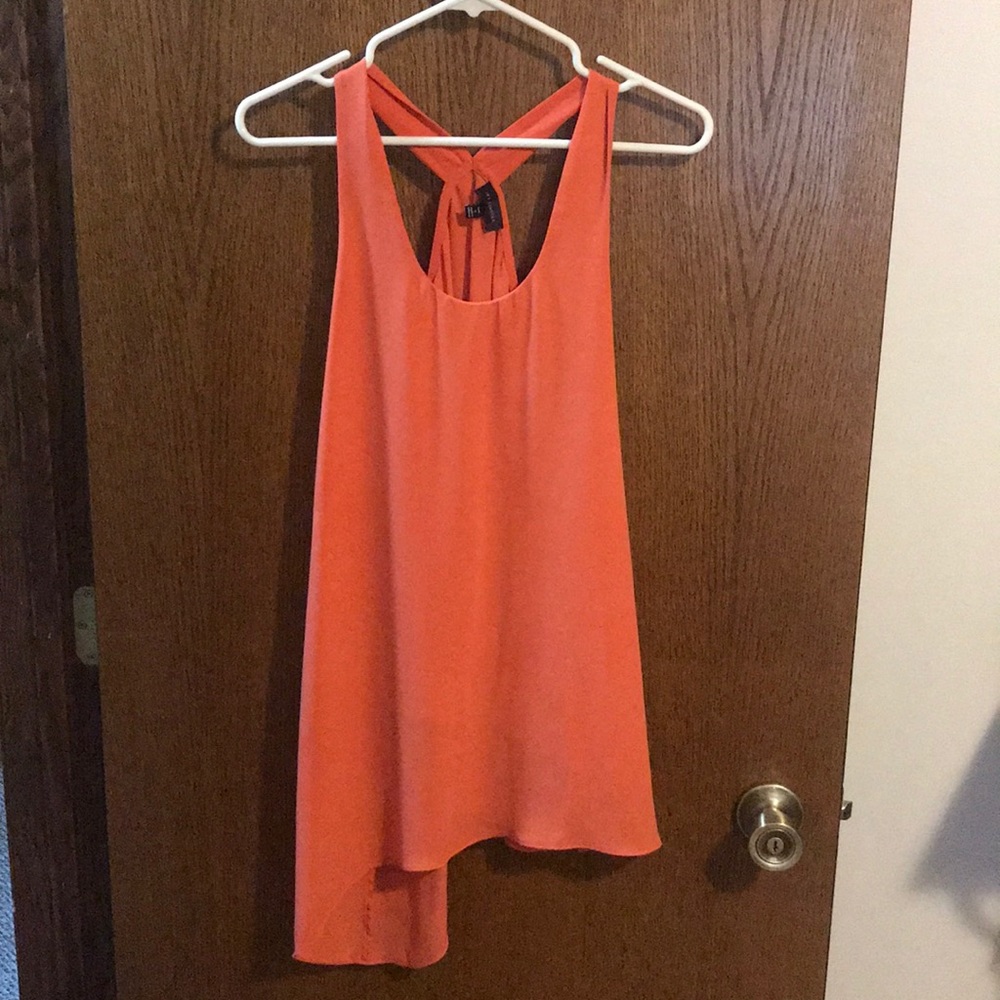 Size Small (tall) orange asymmetrical tank top